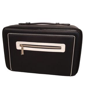 Estee Lauder Makeup Case Black White‎ with Gold Hardware Zip
